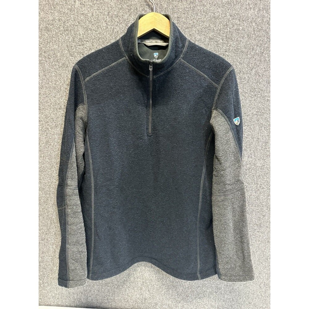 Kuhl Kashmira Men's S  1/4 Zip Blue/Gray Pullover Fleece Mock Neck Sweater
